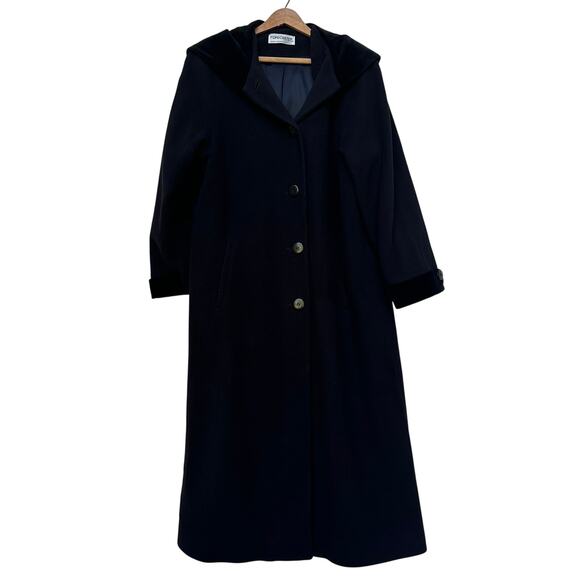 Vintage Forecaster of Boston Long Black Hooded Wool Coat 12 - Picture 1 of 9